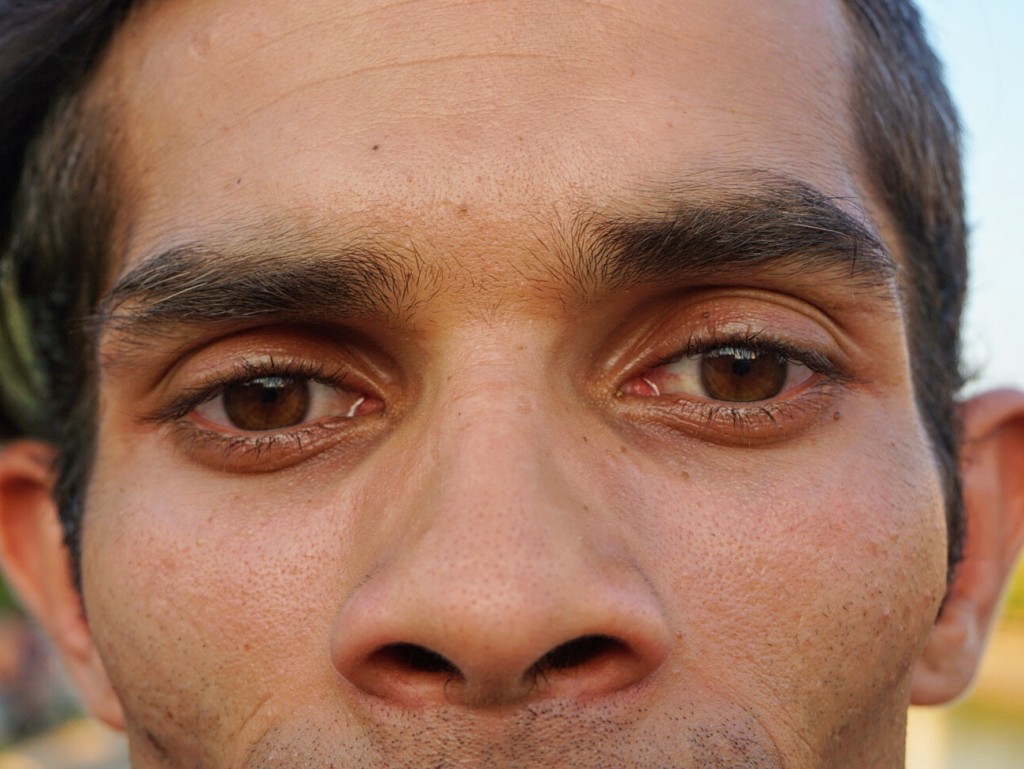 close-up of eyes of a local man in Romania