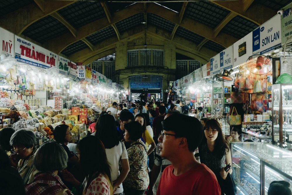 Crowded market in HCMC