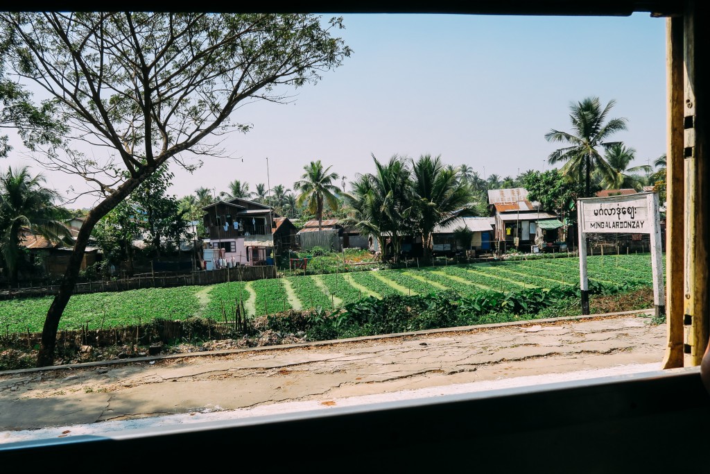 Fields by the train in Yangon
