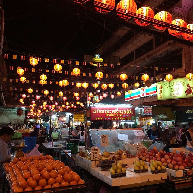 stalls at the night market in Bangkok
