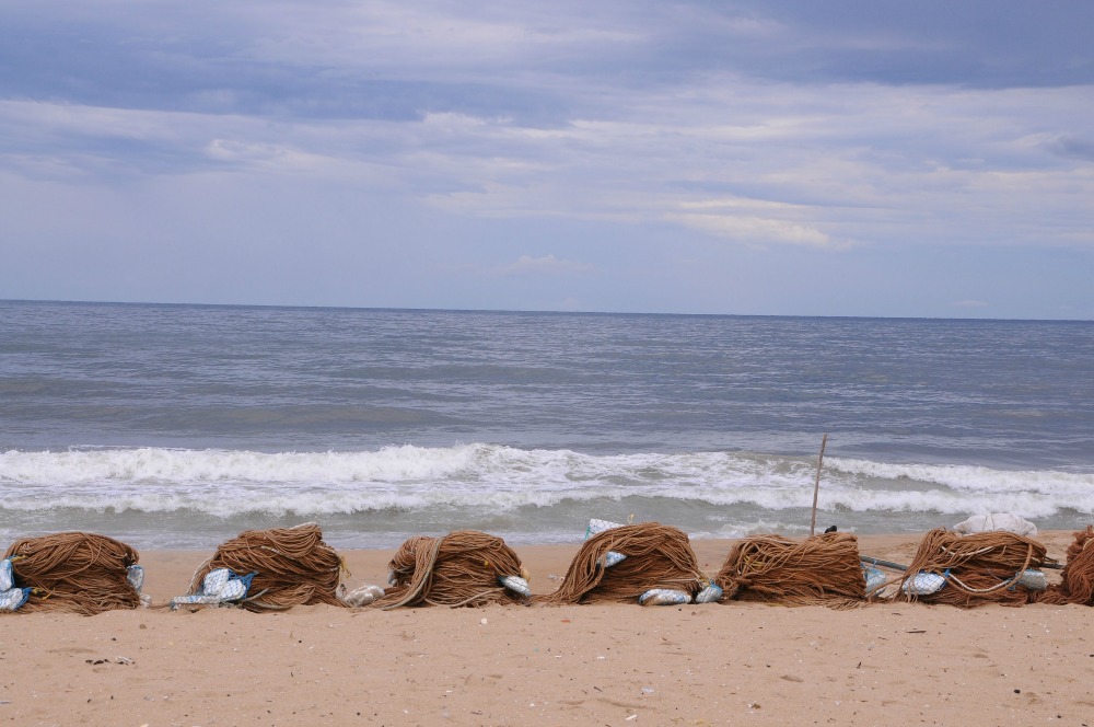 Fishing nets on the beach in Chennai