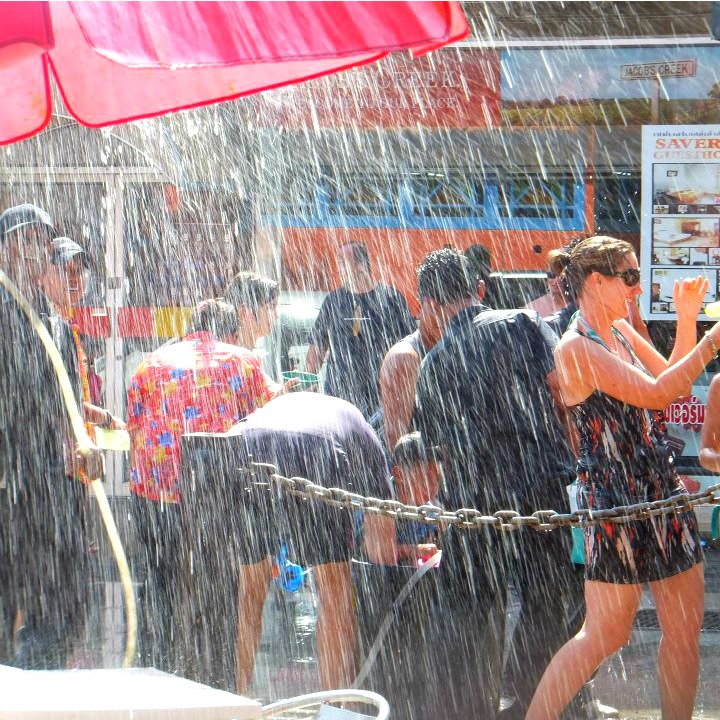 water fight at the songkran festival
