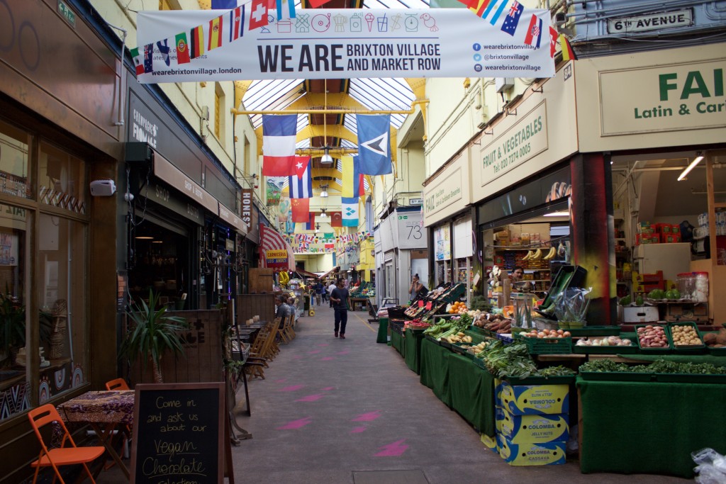 indoor market in Brixton, UK